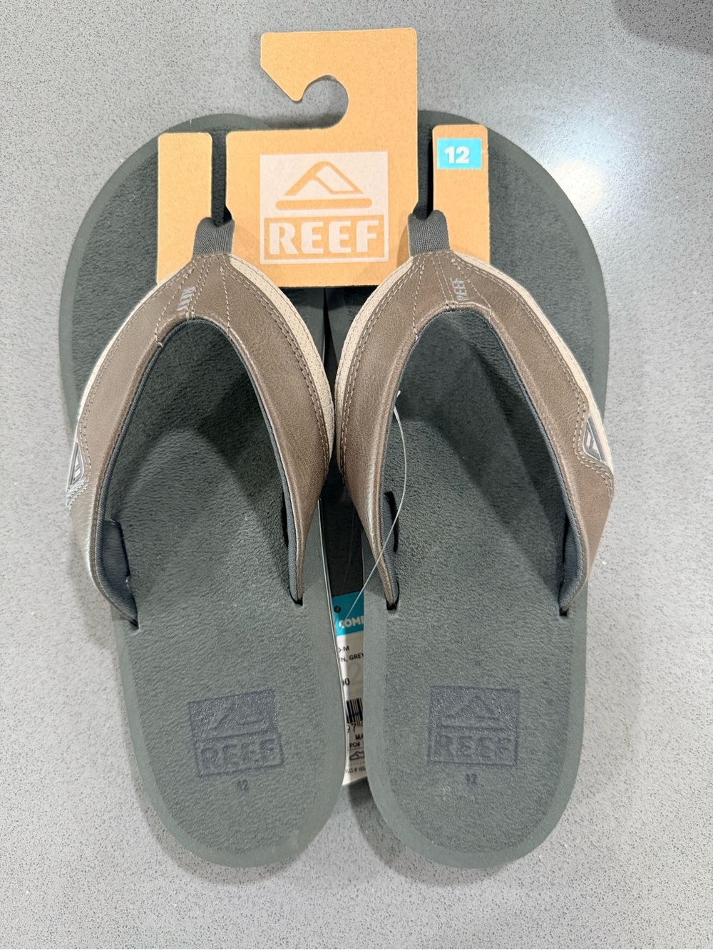 Reef Cushion Dawn Men's Brown and Gray Flip-Flop Comfort Sandals Size 12 NWT